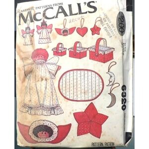 McCall's 6320 Vintage Crafts Pattern Christmas Decorations Angel Star Uncut